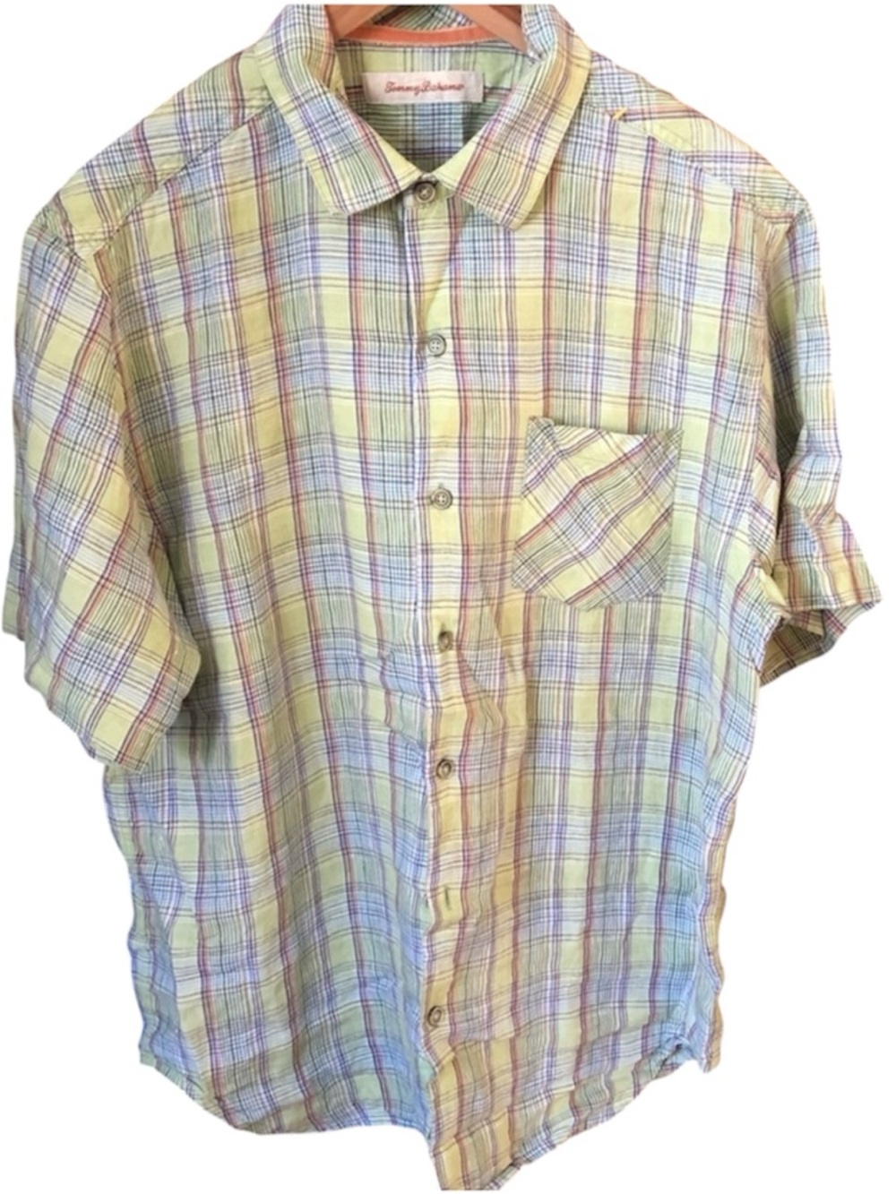 Tommy Bahama Linen Shirt Mens M Beach Vacation Resort Short Sleeve Button Up